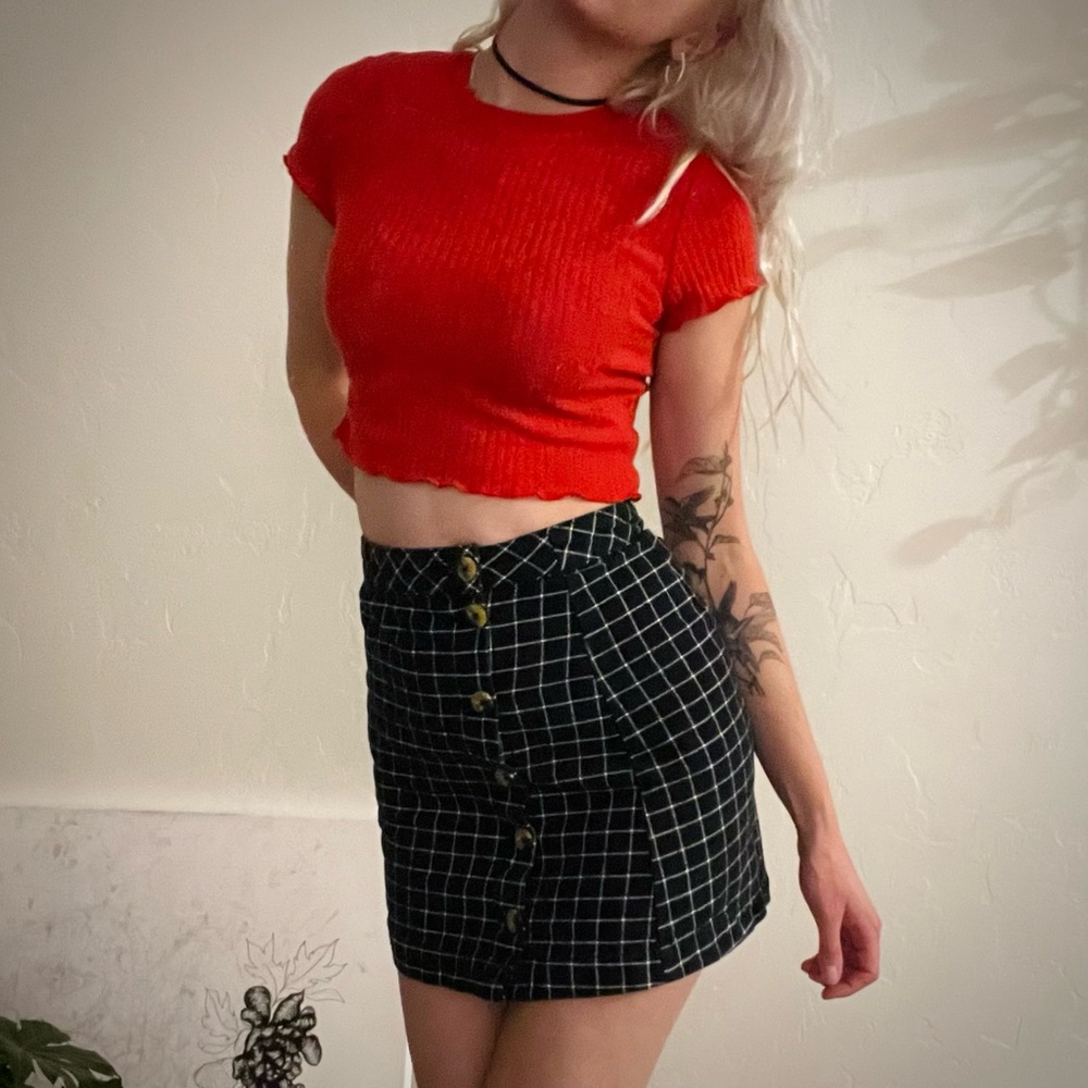 Red short-sleeved top